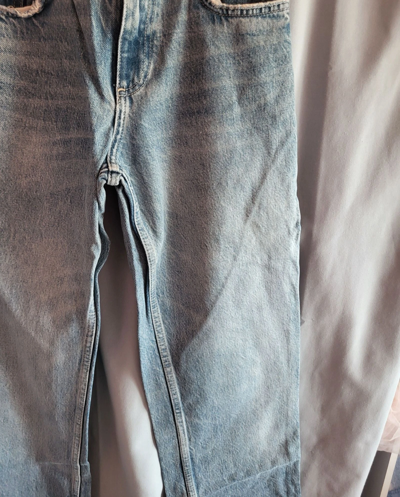 Jean droit bleu delavé zara  – photo 5